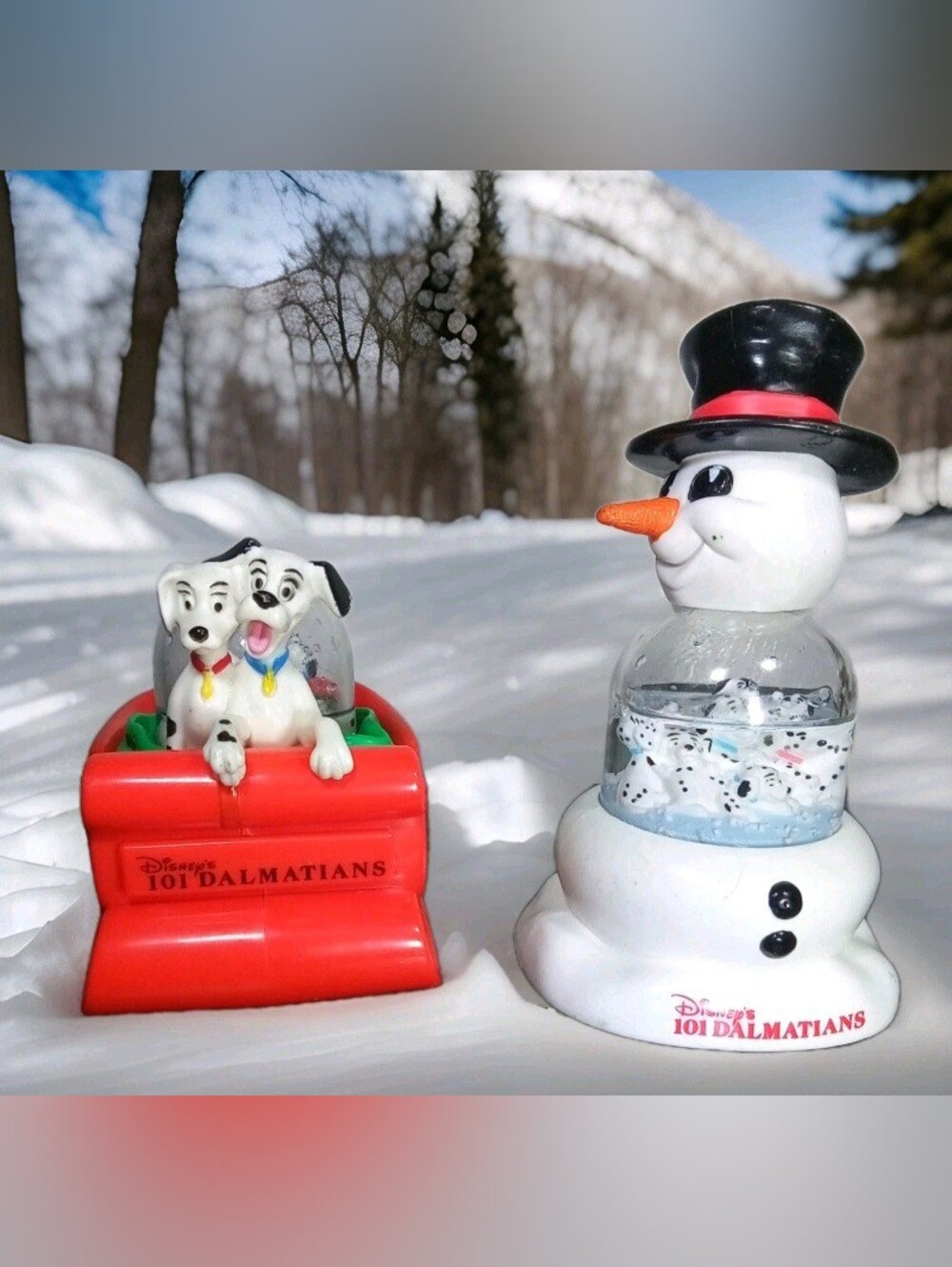 1996 Vintage 101 Dalmatians Snow Globes Disney McDonalds Snowman Dog Collectible